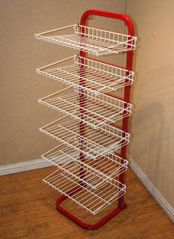 CS6SHELFRDWT 6 Shelf Display Stand Red Frame and White Shelves 15 Inches Wide